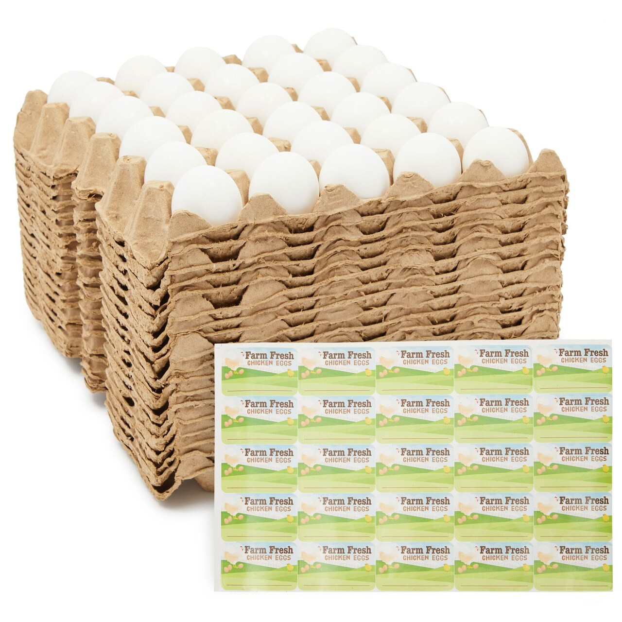 18 Pack Bulk Egg Cartons for 30 Chicken Eggs, Reusable Brown Paper